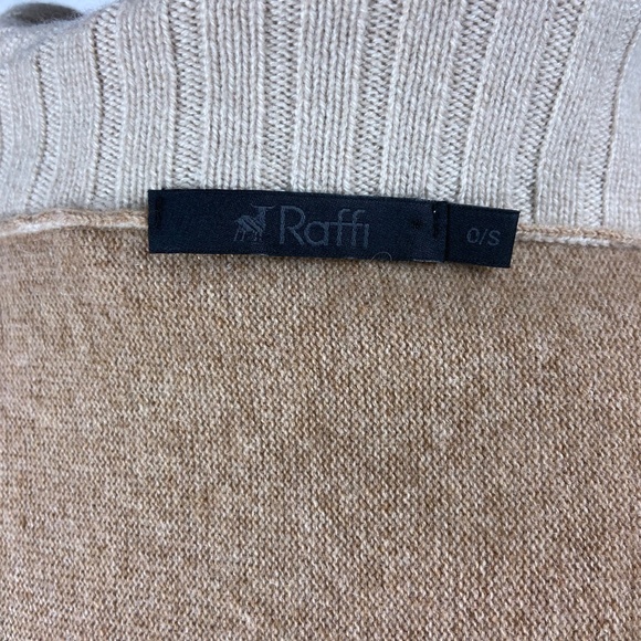 Raffi 100% Cashmere Oversized Cowl Neck Sweater Wrap Poncho One Size Tan Beige - Picture 7 of 9